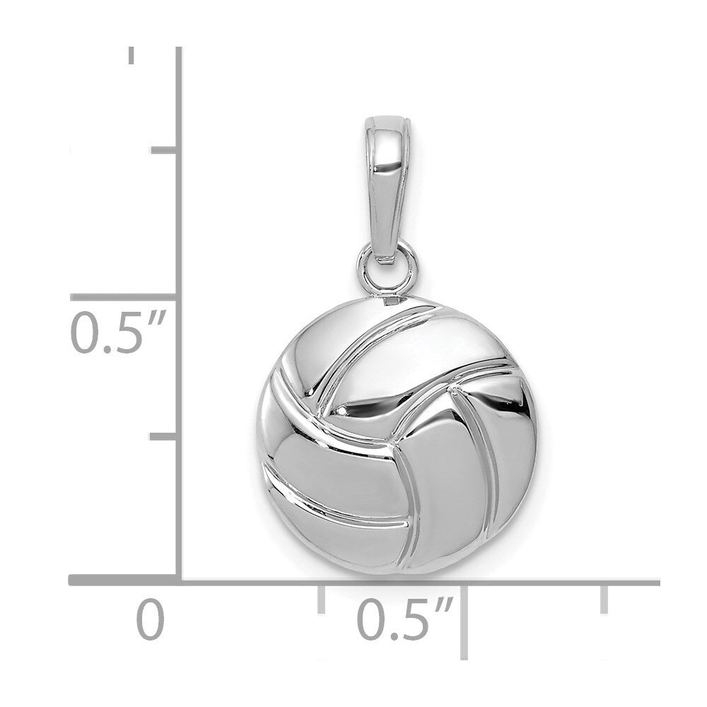 14k White Gold Polished Volleyball Pendant for Women