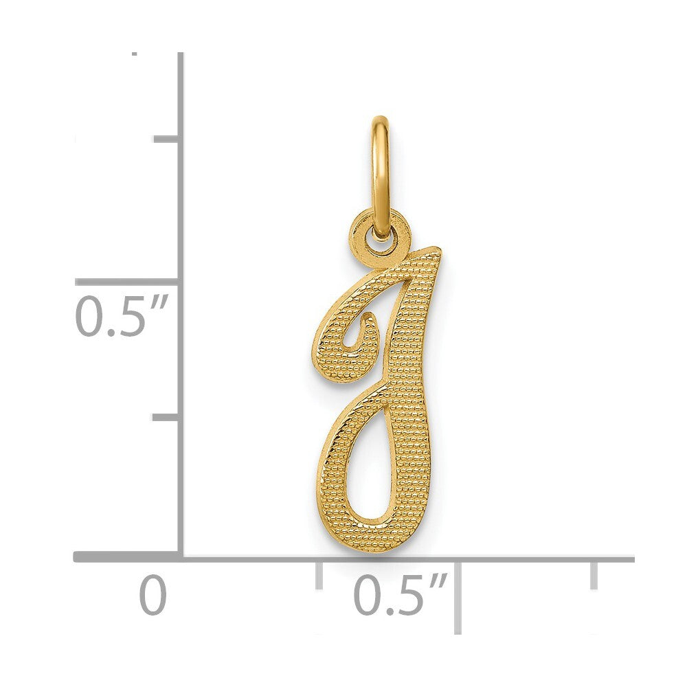 14k Yellow Gold Script Letter I Initial Charm Pendant for Women