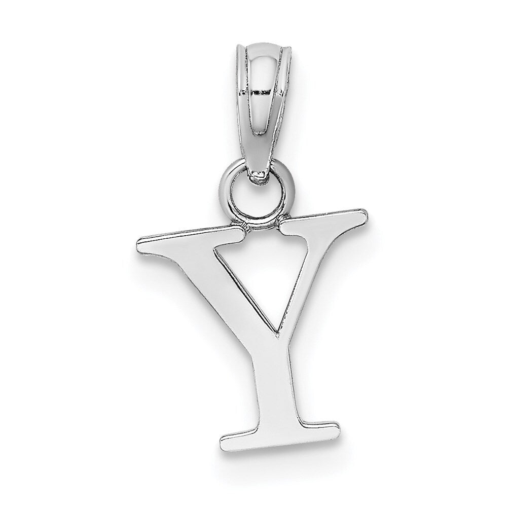 14k White Gold Polished Block Letter Y Initial Pendant for Women