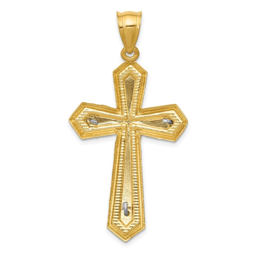 14k Two-tone Gold Diamond-cut Passion Crucifix Pendant for Women