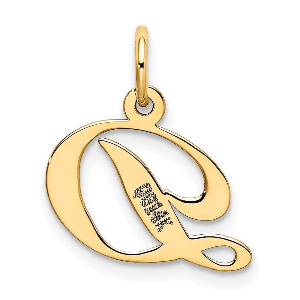 14k Yellow Gold Small Fancy Script Letter D Initial Charm