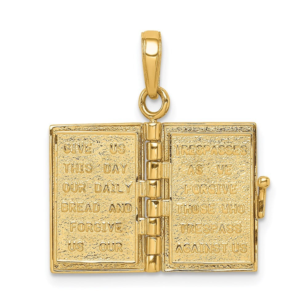 14k Yellow Gold 3D Lord's Prayer Bible Pendant