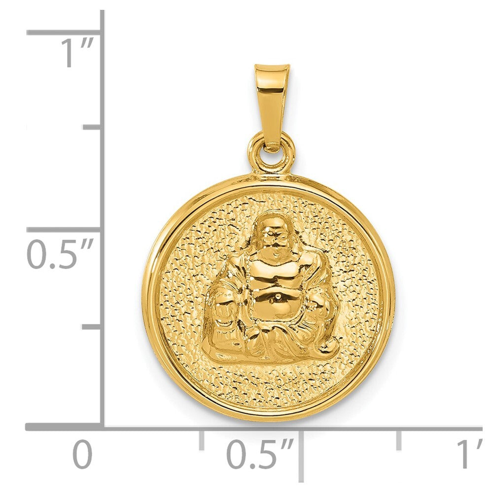 14k Yellow Gold Hollow Buddha Charm Pendant for Women