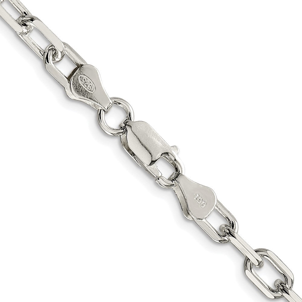 Sterling Silver Rhodium-plated 5.75mm Diamond-cut Long Link Cable Chain Necklace