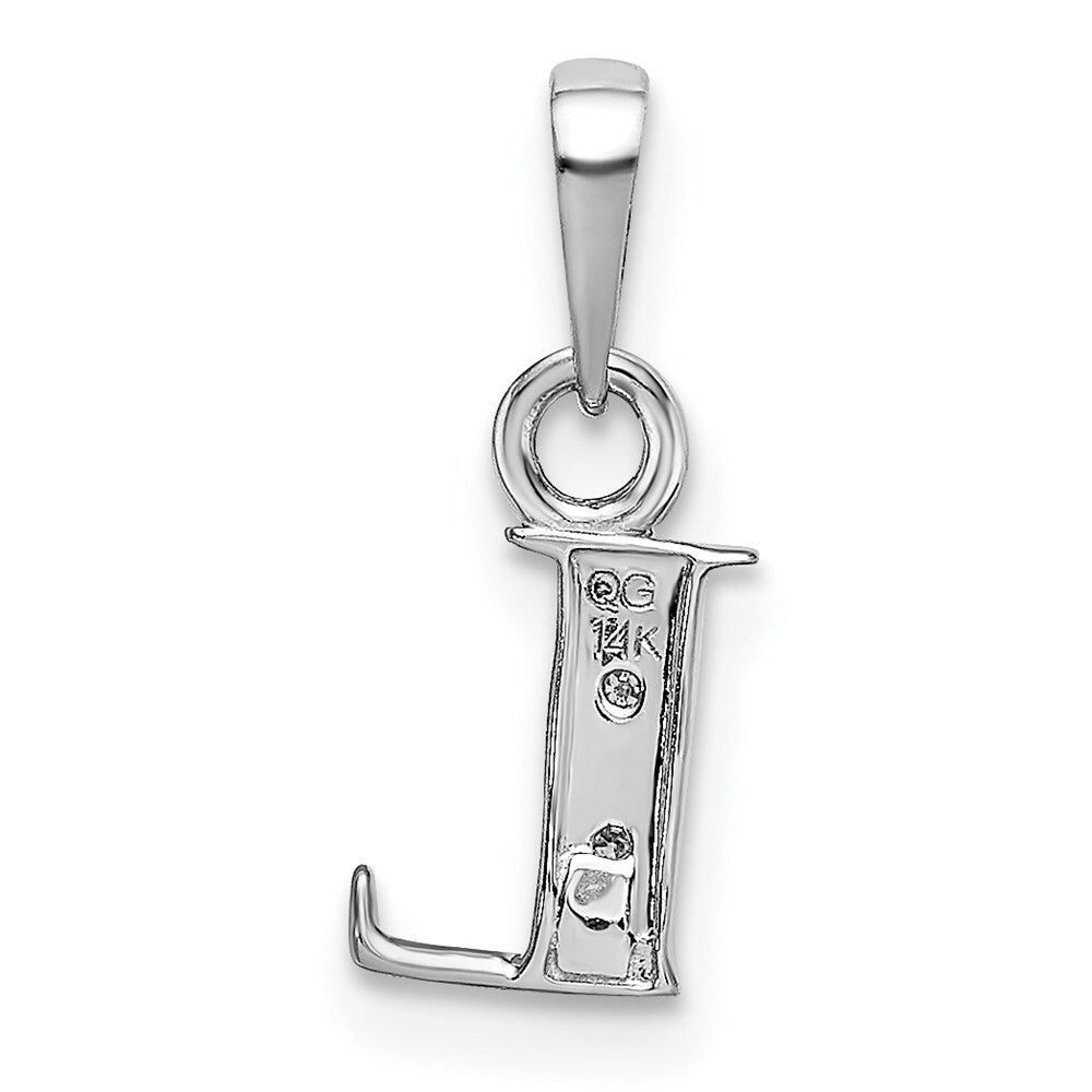 14k White Gold Rhodium-plated Diamond Letter L Initial Pendant for Women