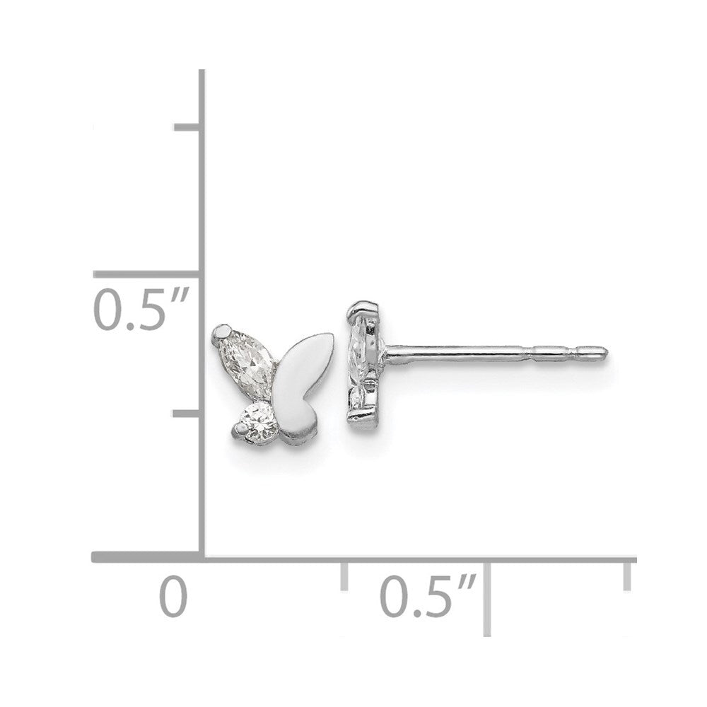 14k White Gold Cubic Zirconia Butterfly Stud Earrings