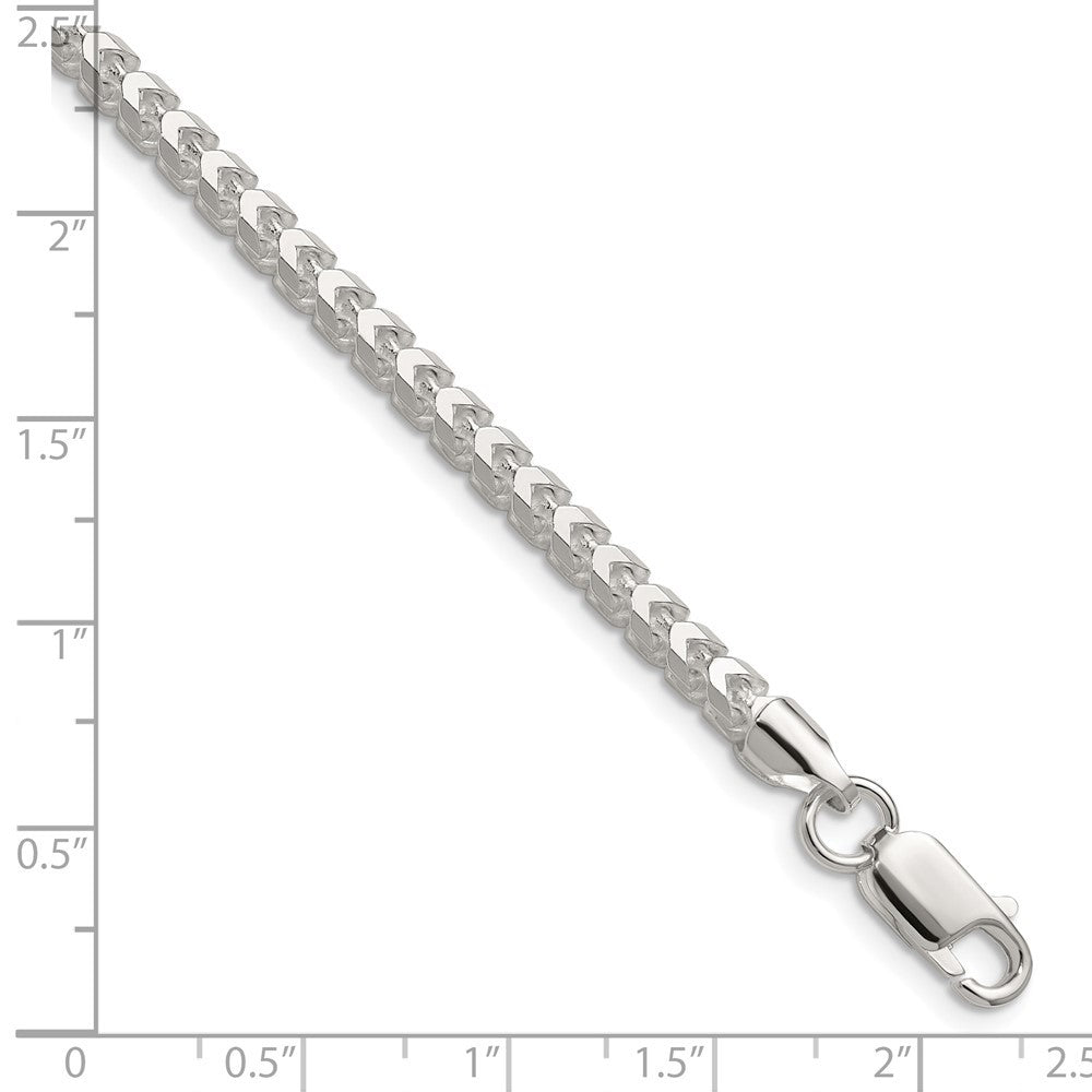 Sterling Silver 4.0mm Diamond-Cut Square Franco Chain Bracelet