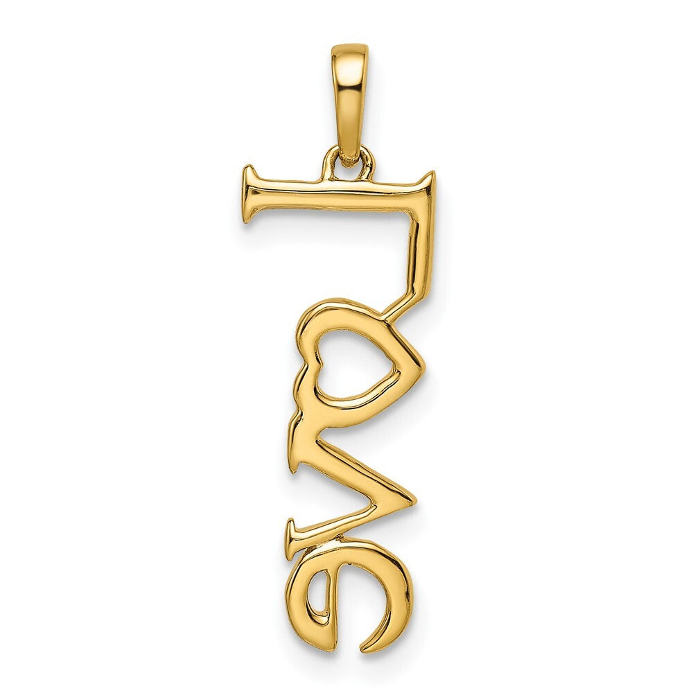 14k Yellow Gold Polished LOVE Diamond Pendant for Women
