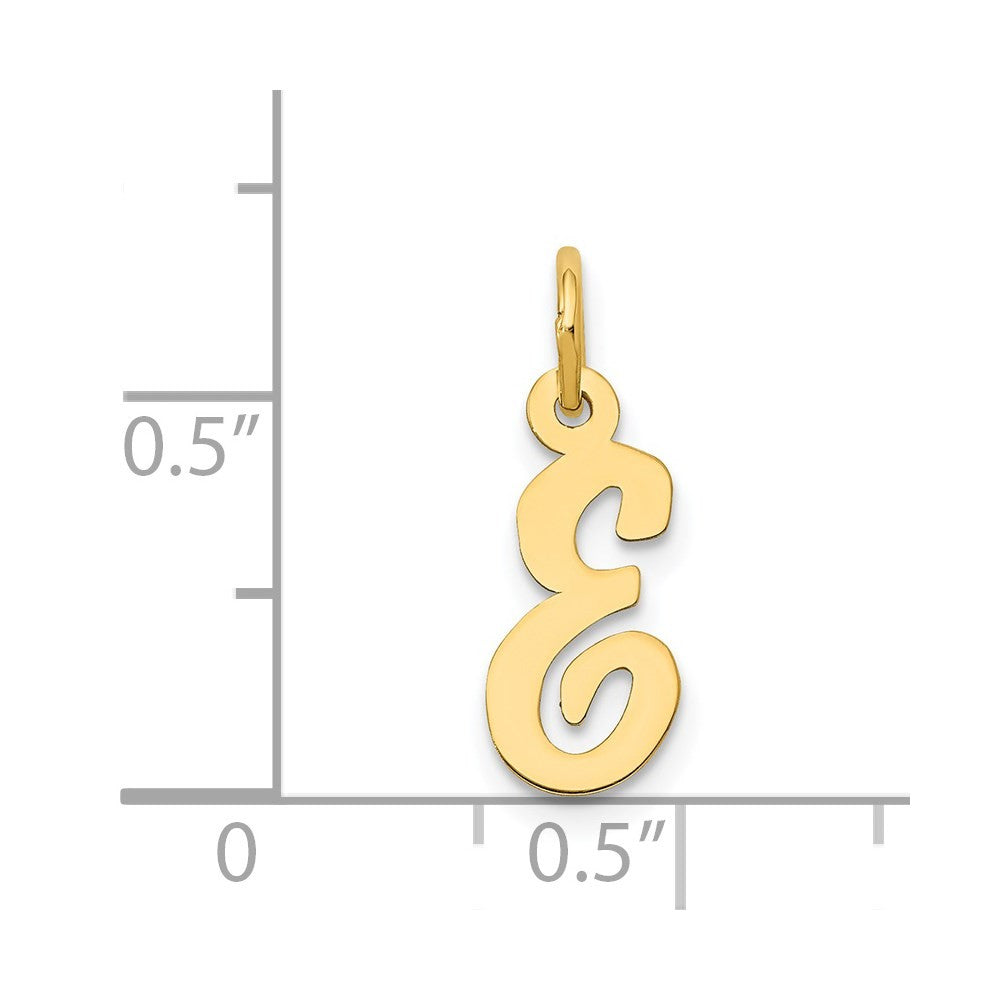 14k Yellow Gold Small Script Letter E Initial Charm Pendant