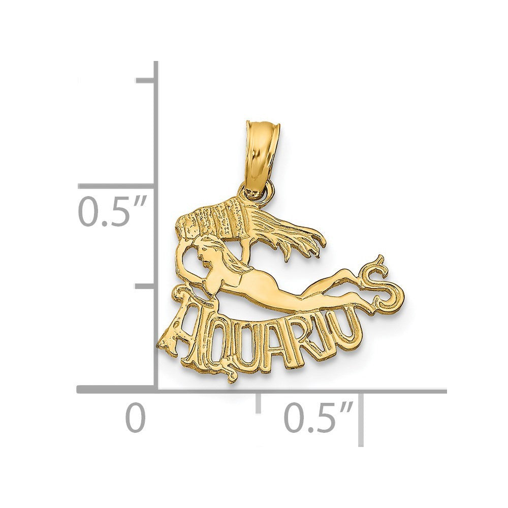 14k Yellow Gold AQUARIUS Zodiac Charm
