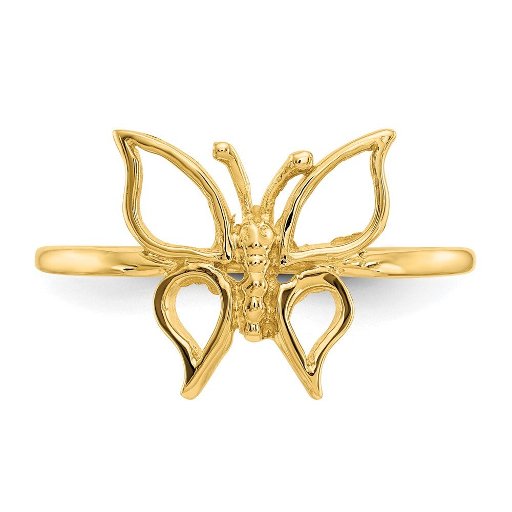 14K Yellow Gold Polished Butterfly Ring