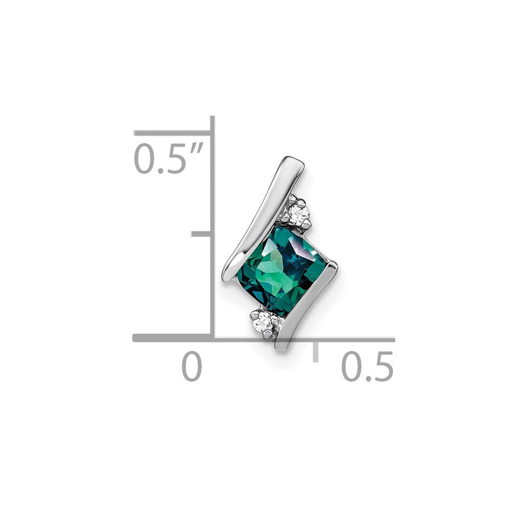 14K White Gold Cushion Cr. Alexandrite and Diamond Chain Slide