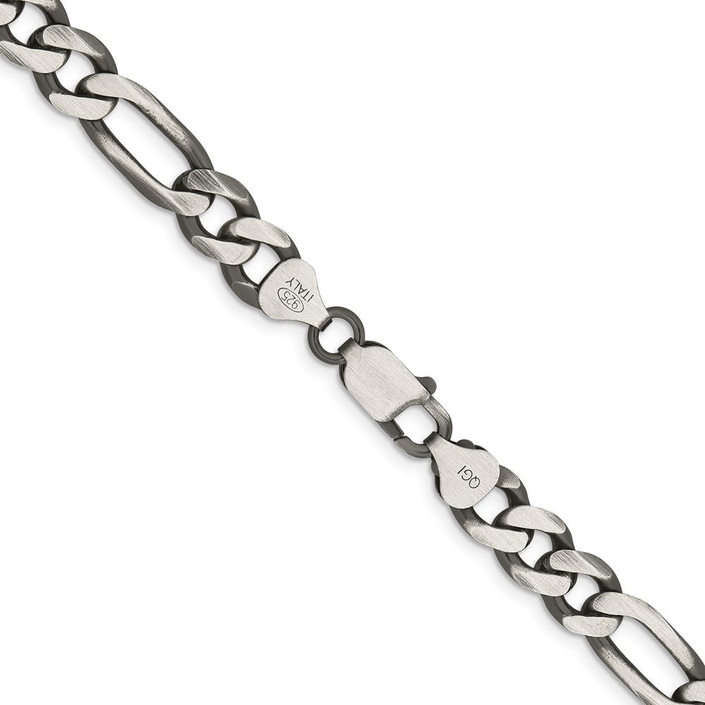 Sterling Silver Antiqued 7.75mm Figaro Chain Necklace