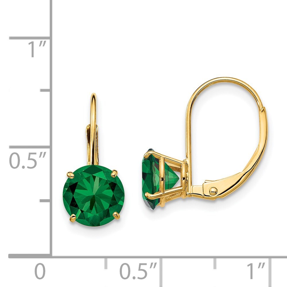 14k Yellow Gold 7mm Mount St. Helens Dangle Earrings Leverback Gift for Women