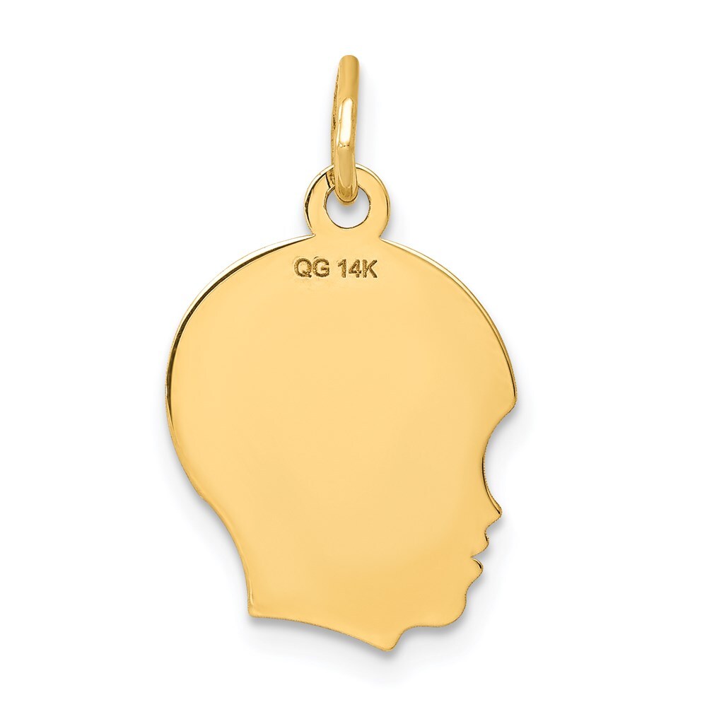 14k Yellow Gold .011 Depth Engravable Boy Head Charm Pendant for Women
