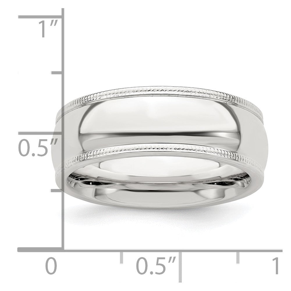 Sterling Silver 7mm Comfort Fit Half Round Milgrain Size 11.5 Band Ring