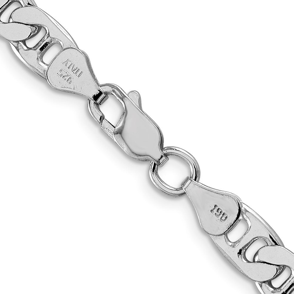 Sterling Silver Rhodium-plated 6.5mm Flat Anchor Chain Necklace