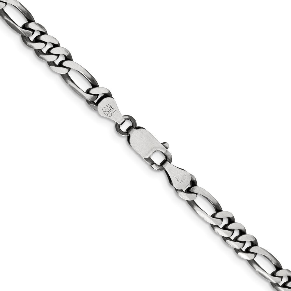 Sterling Silver Antiqued 5.5mm Figaro Chain Necklace