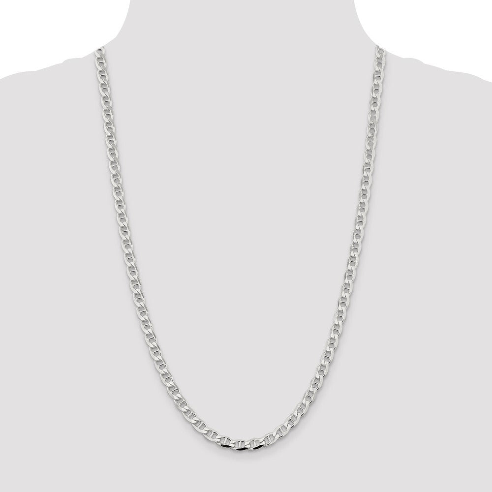 Sterling Silver 5.7mm Diamond-cut Flat Anchor Curb Chain