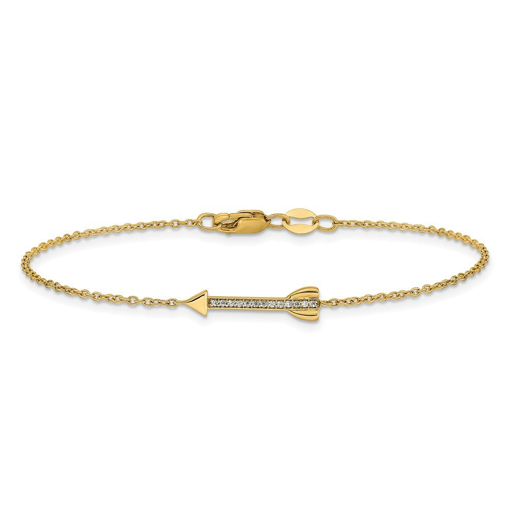 14k Yellow Gold Complete 1/20 carat Diamond Arrow Bracelet