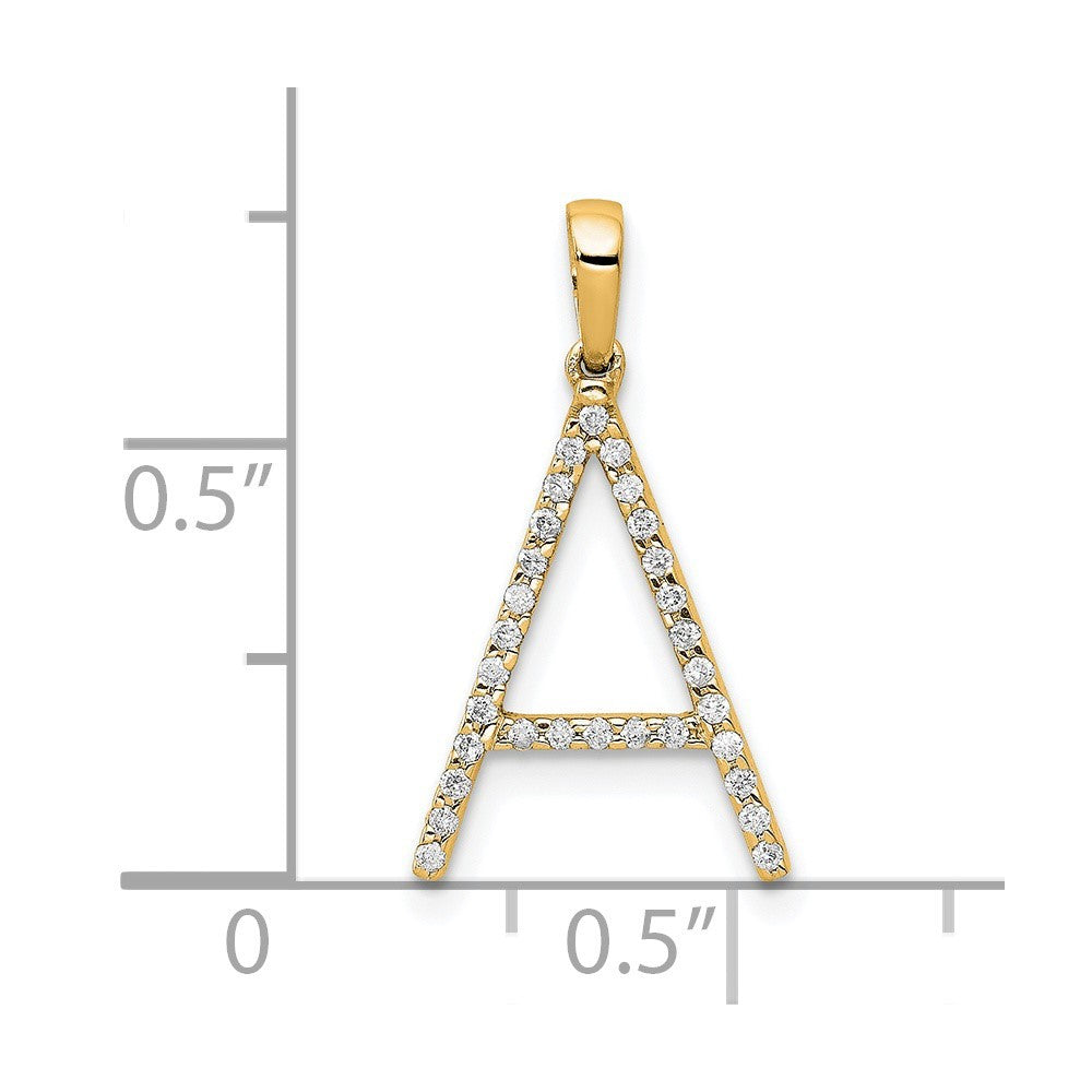 14k Yellow Gold Diamond Letter A Initial Pendant