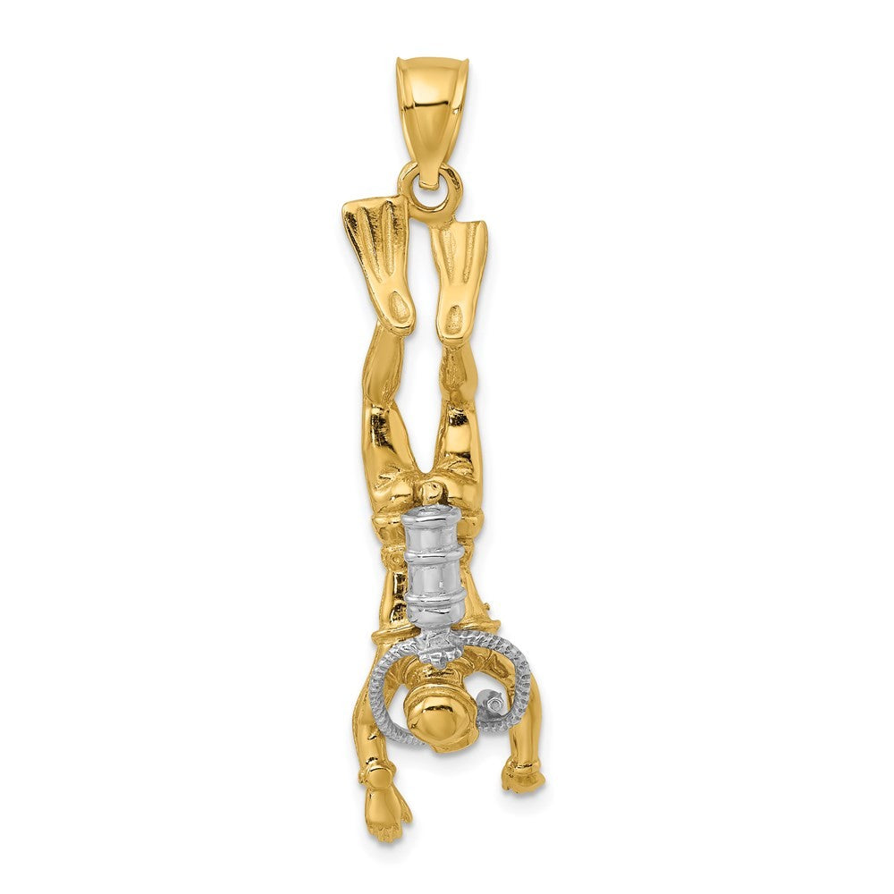 14k Two-Tone Gold 3-D Female Scuba Diver Charm