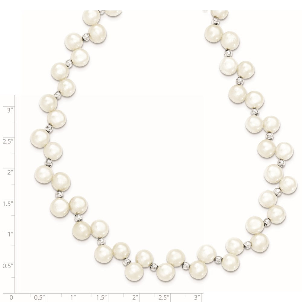 Sterling Silver FW Cultured Button Pearl 16in Necklace