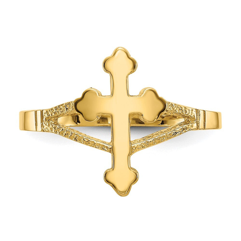 14K Yellow Gold Polished Cross Ring