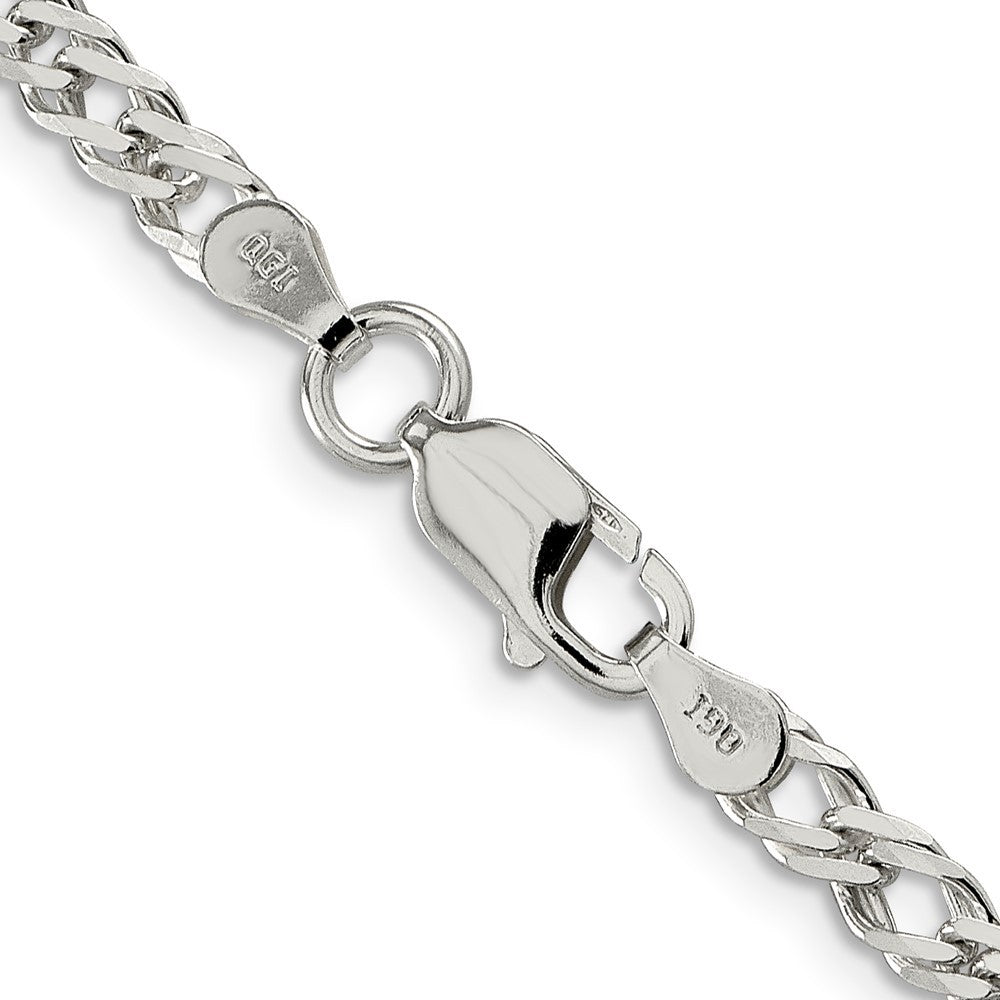 Sterling Silver 4.25mm 6 Side Diamond-Cut Flat Double Curb Chain Necklace