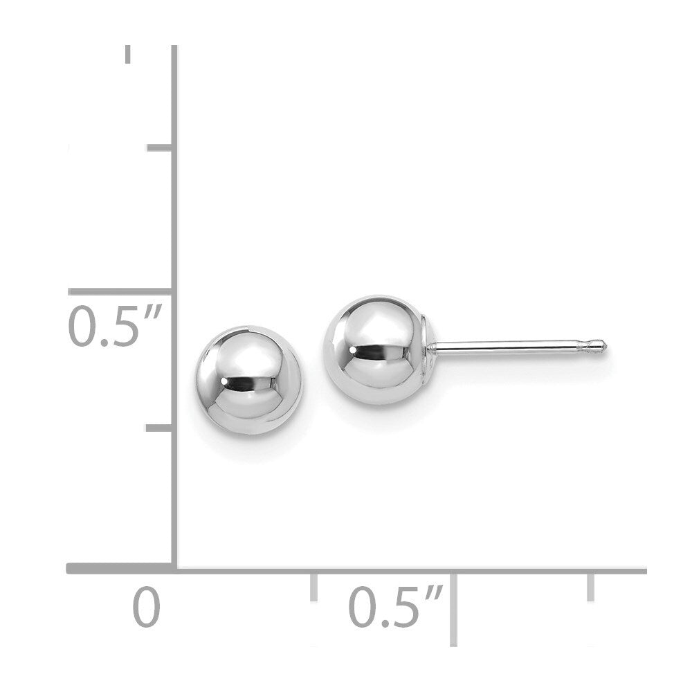 14k White Gold Polished 5mm Ball Stud Earrings Gift for Women
