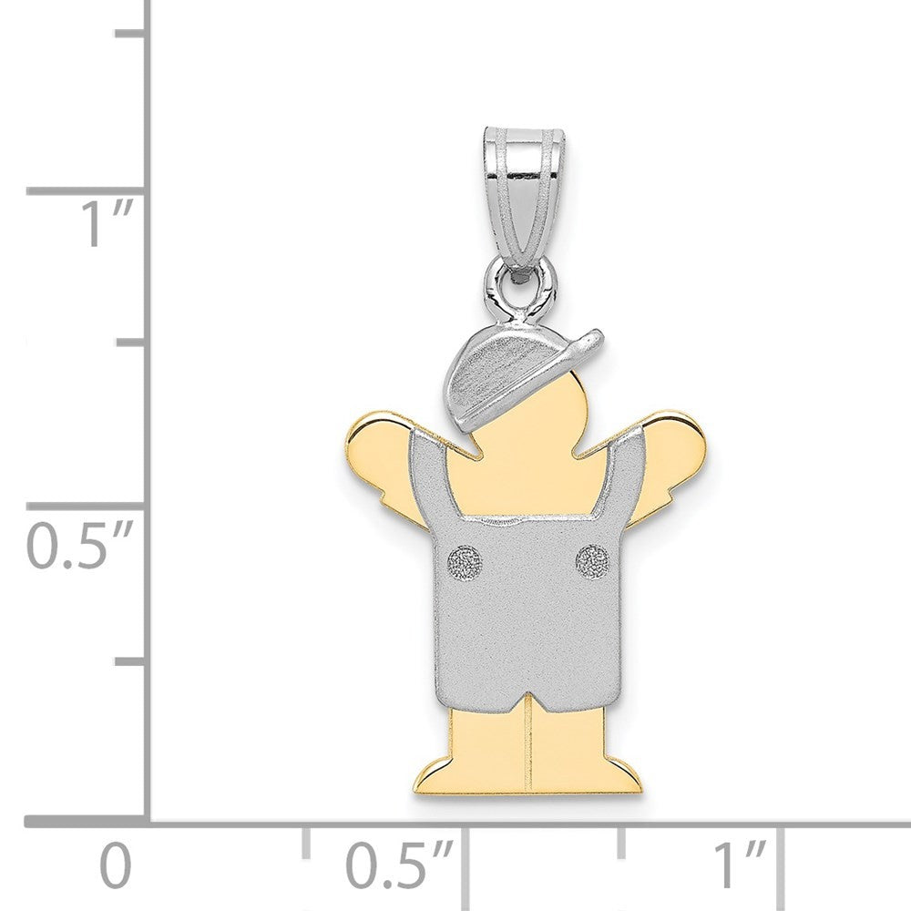 14k Two-Tone Gold Small Boy with Hat on Left Engravable Charm