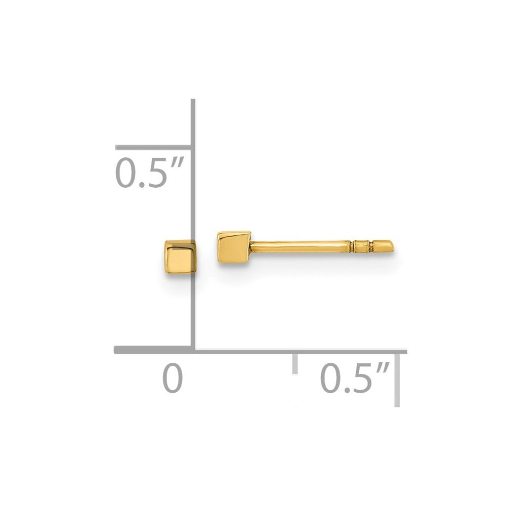 14k Yellow Gold Polished Cube Stud Earrings Gift for Women