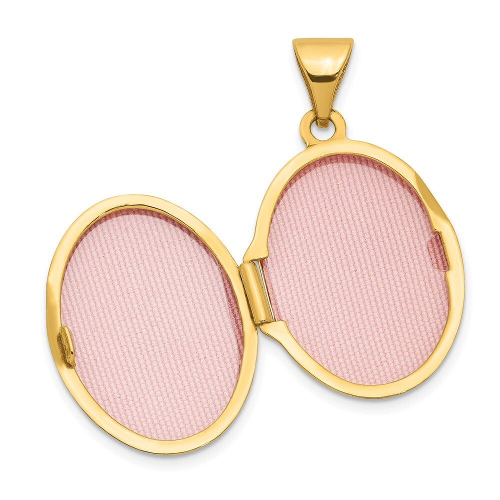 14k Yellow Gold Diamond Oval Locket Pendant for Women