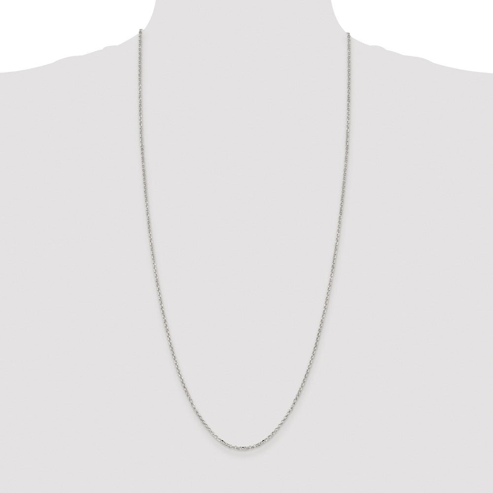 Sterling Silver Rhodium-plated 2.2mm Diamond-cut Cable Chain