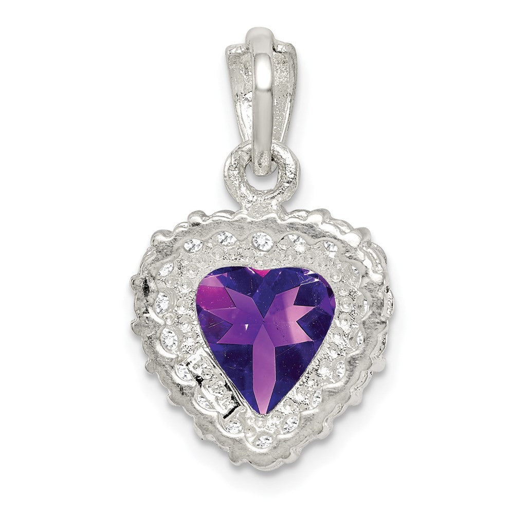 Sterling Silver Rhodium-plated Amethyst and Cubic Zirconia Pendant