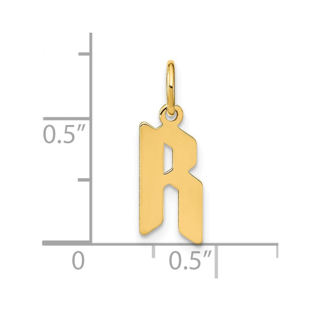 14k Yellow Gold Letter R Initial Pendant for Women