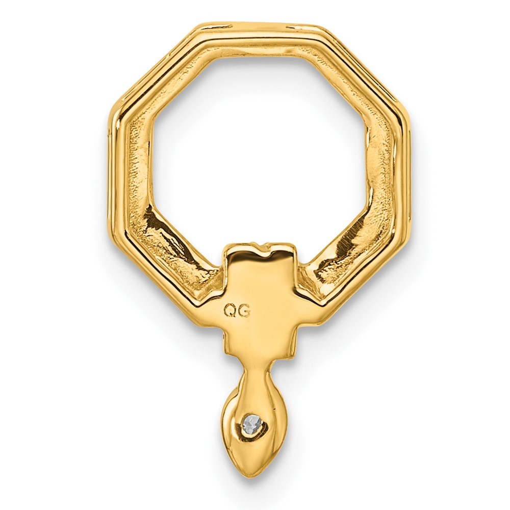 14k Yellow Gold Polished Diamond Octogon Chain Necklace Slide