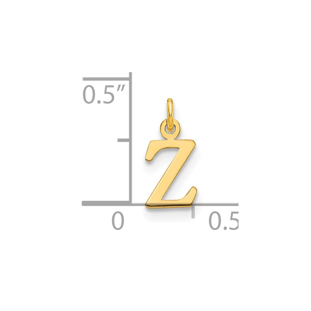 14k Yellow Gold Cutout Letter Z Initial Pendant for Women