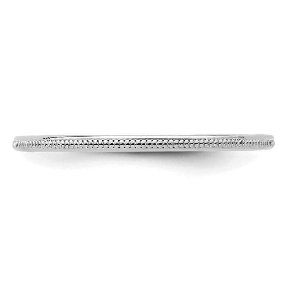 14K White Gold 1.2mm Milgrain Stackable Band Size 5
