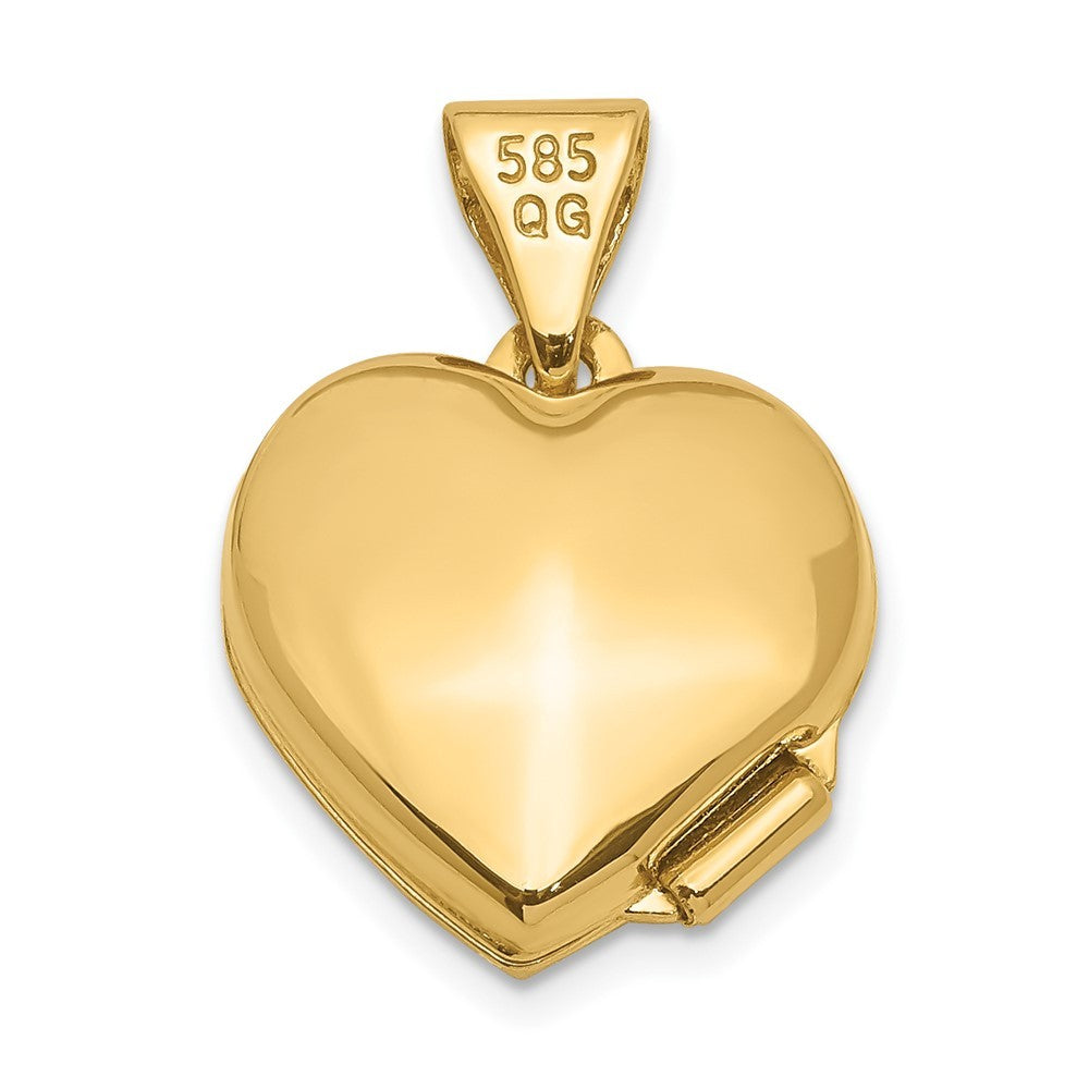 14k Yellow Gold with White Rhodium Diamond Star 12mm Heart Locket