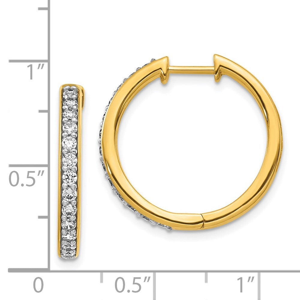 14k Yellow Gold Diamond Hinged Hoop Earrings