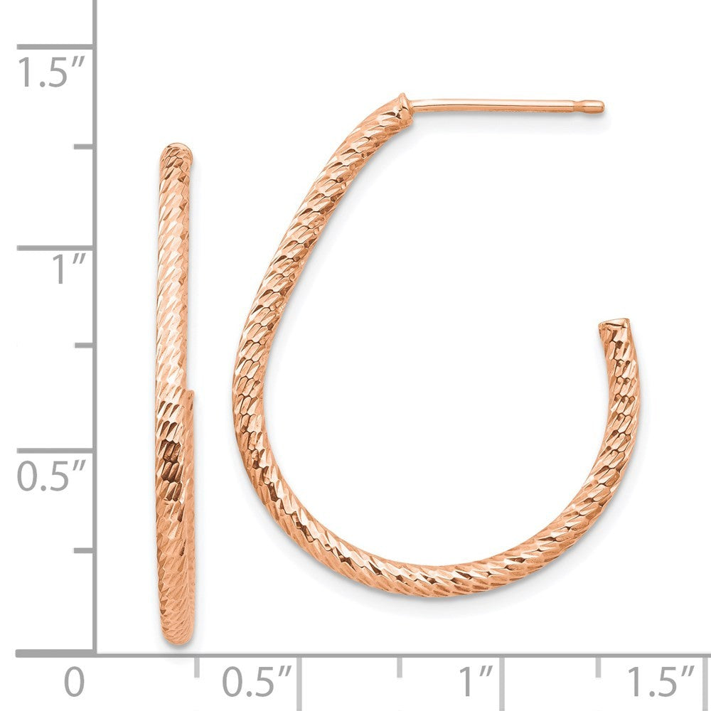 14k Rose Gold Polished Diamond-cut Dangle Earrings