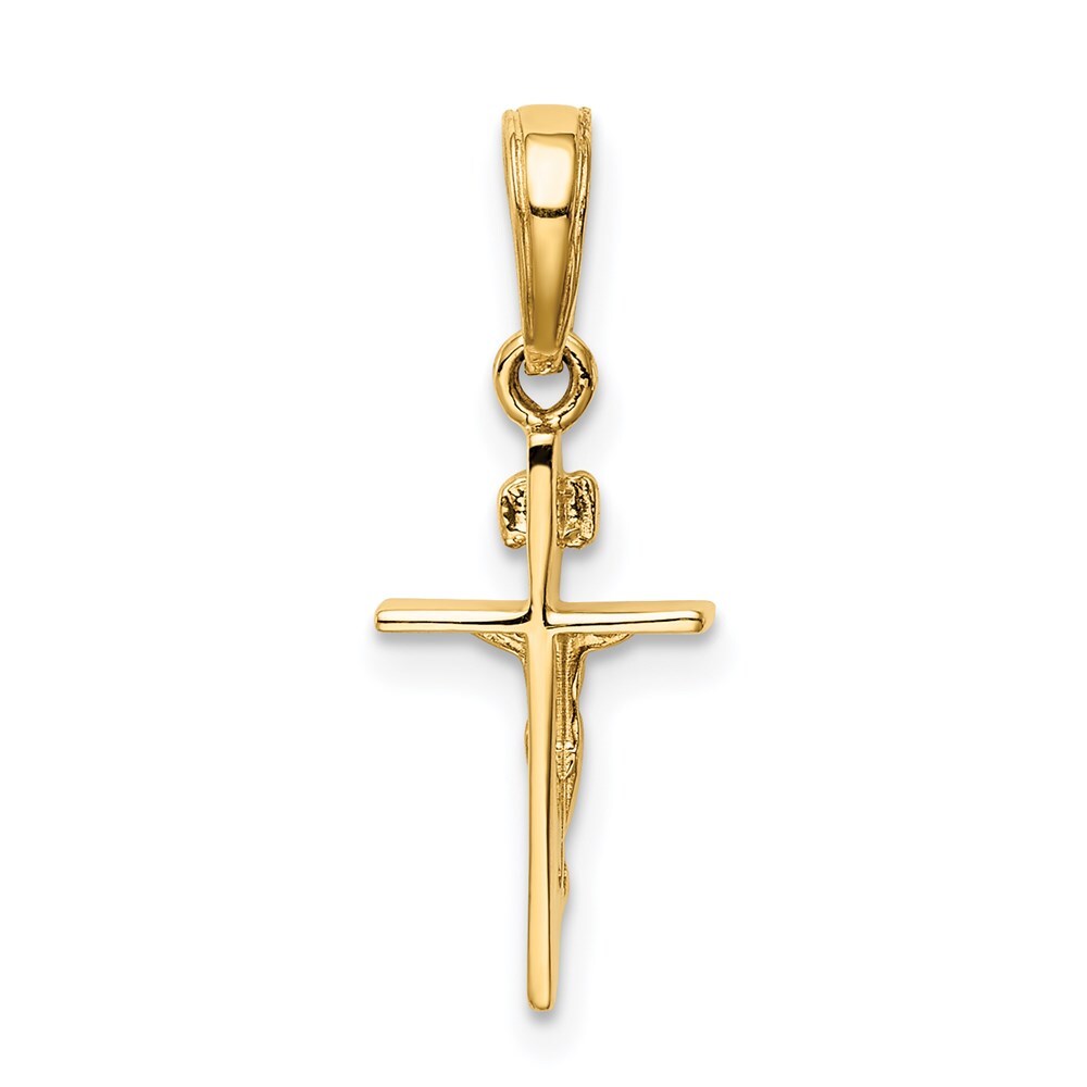 14k Yellow Gold Small INRI Crucifix Pendant for Women