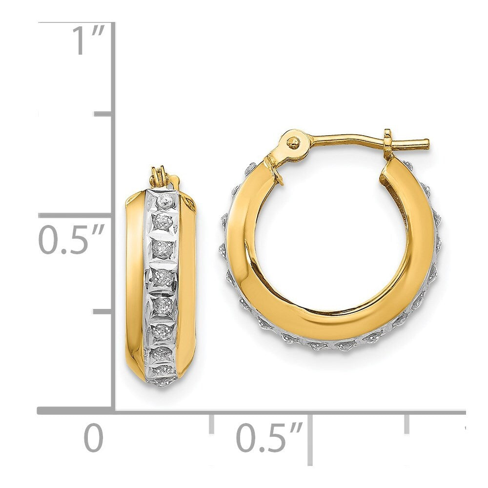 14kDiamond Fascination Round Huggy Hinged Hoop Earrings Gift for Women