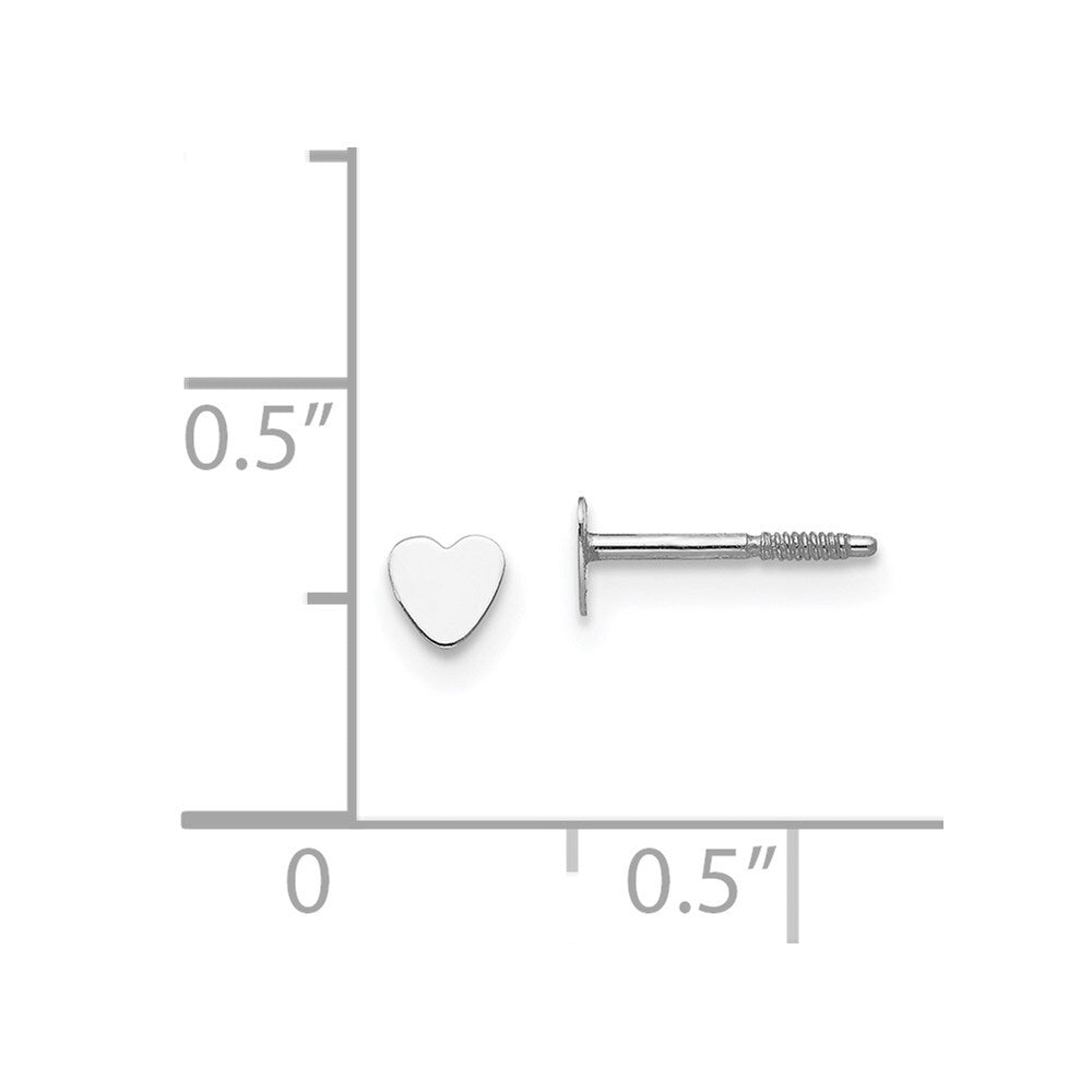 14k White Gold Tiny Heart Baby Stud Earrings Gift for Women