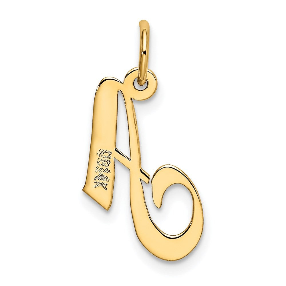 14k Yellow Gold Small Fancy Script Letter A Initial Charm