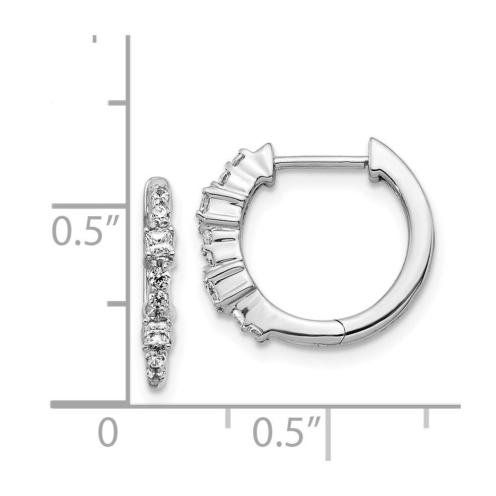 14k White Gold Diamond Hinged Hoop Earrings