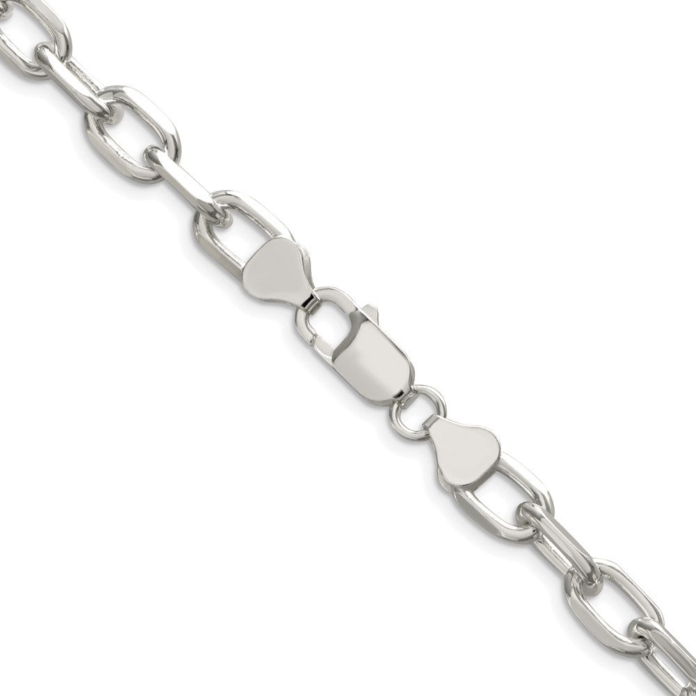Sterling Silver Rhodium-plated 7.5mm Diamond-cut Long Link Cable Chain Necklace