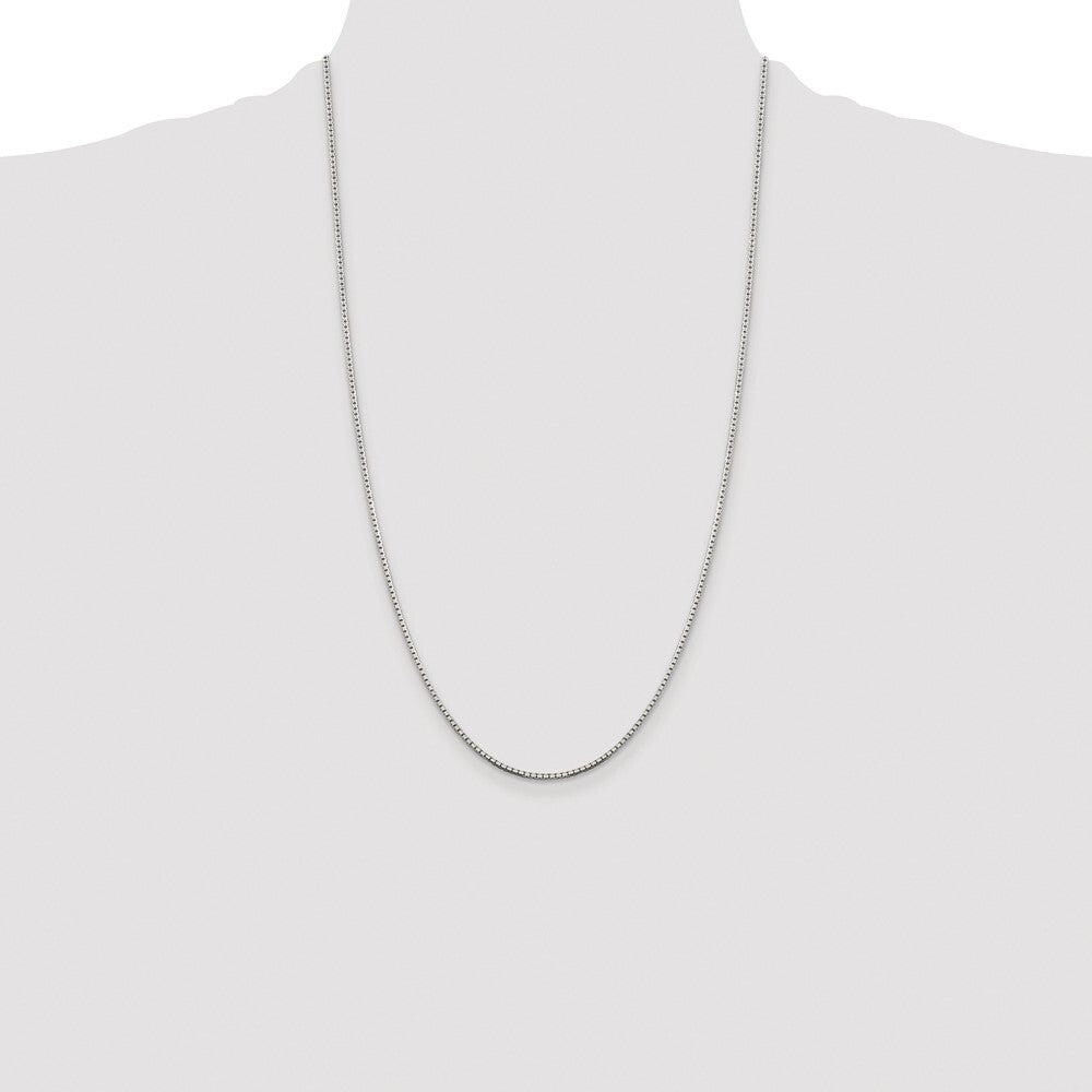 Sterling Silver Rhodium-plated 1.5mm 8 Sided Diamond-cut Box Chain