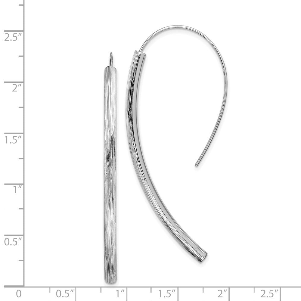 Sterling Silver RH-plated Polished Textured Bar Dangle Earrings
